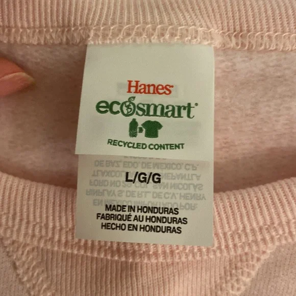 NWT Hanes EcoSmart Crewneck Sweatshirt Large - Pale Pink - Picture 5 of 6